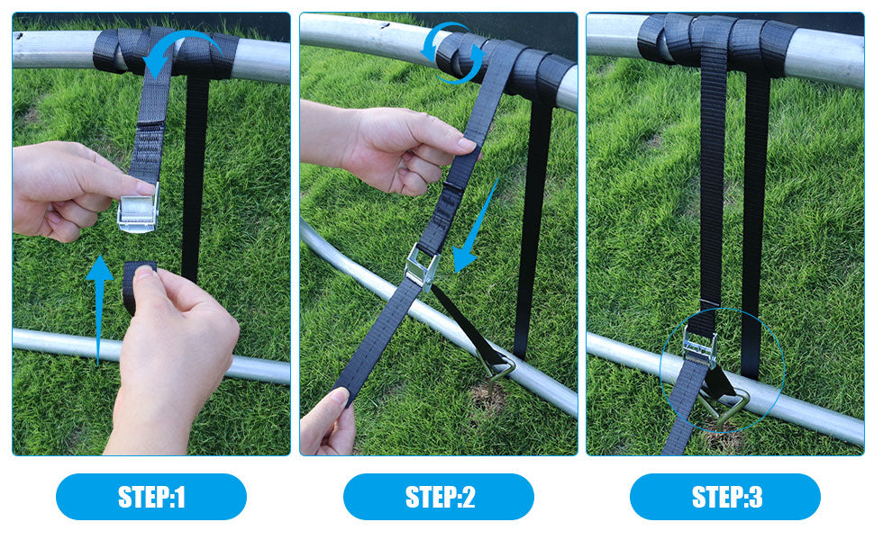 Heavy Duty Trampoline Stakes High Wind Trampoline Anchors Galvanized Steel Trampoline Accessories (Silver 4Pcs)